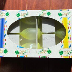 Linea Quattro 6 Wine Yellow Frosted Glasses Goblet Set Made in Italy NEW IN BOX